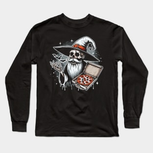 Pizza Wizard // Retro Horror Art Long Sleeve T-Shirt